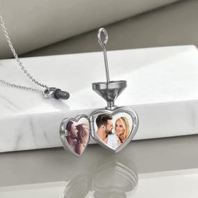 img 2 attached to Sterling Silver Cremation Urn Necklace With Picture Locket For Human Ashes - Memory Pendant Jewelry For Mom, Grandma, Daughter & Women