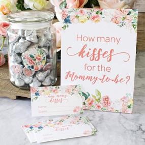 img 3 attached to Floral How Many Kisses Baby Shower Game - (Sign & Cards Included)