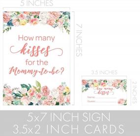 img 1 attached to Floral How Many Kisses Baby Shower Game - (Sign & Cards Included)