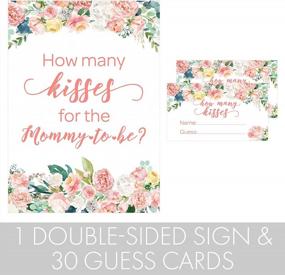 img 2 attached to Floral How Many Kisses Baby Shower Game - (Sign & Cards Included)