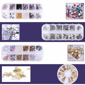 img 4 attached to 1280Pcs DIY Nail Art Tools Decoration Kit, AB Crystal Glitter Rhinestones, Nail Decal, French Tip Stickers, Nail Sequins, Dotting Pen, Tweezers, Manicure Tools Set