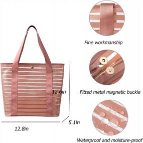 img 3 attached to Forestfish Clear Bag Stadium Approved- PVC Stripe Tote Bag Reusable With Handles For Women
