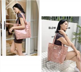 img 2 attached to Forestfish Clear Bag Stadium Approved- PVC Stripe Tote Bag Reusable With Handles For Women