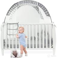 👶 the miki moo baby crib tent - breathable & see through crib canopy with hanging diaper storage bag, crib net to prevent baby from climbing out, mosquito net for toddlers логотип