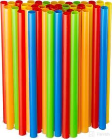 img 4 attached to 🥤 Pack of 100 Assorted Colors Jumbo Smoothie Straws, Disposable Wide-mouthed Milkshake Straws - 9'' Inches High/Tall