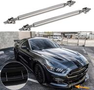 🚗 enhance your vehicle's style and performance with xotic tech 2pc adjustable front bumper lip splitter diffuser strut rod tie bars splitter support rods - silver logo