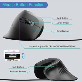 img 3 attached to CHUYI Wired Ergonomic Vertical Silent Mouse, Optical Mute Mouse, 2400/3200 DPI Portable Corded Office Mice For Laptop Computer, Reduces Right-Hand Wrist Pain - Not For Gaming (Black)