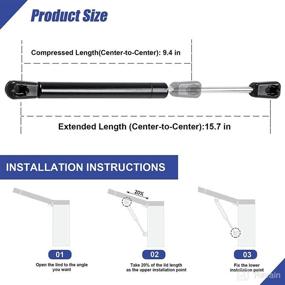 img 3 attached to 🔧 16-Inch Gas Spring Shocks Struts for Hydraulics Lid Stay with 38Lbs/169N Lift Support - Ideal for Camper Shell, Leer, ARE, ATC Truck Toppers, Rear Windows, Truck Caps, Canopies, and Doors