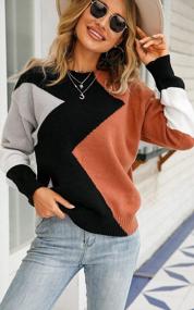 img 1 attached to Stay Fashion-Forward With ECOWISH Women'S Color Block Sweater - Stylish, Comfortable And Casual