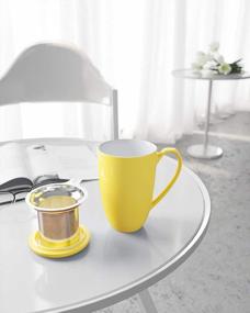 img 1 attached to Ceramic Tea Mug With Infuser And Lid - Immaculife Teacup For Perfect Steeping, 16 Oz, Yellow