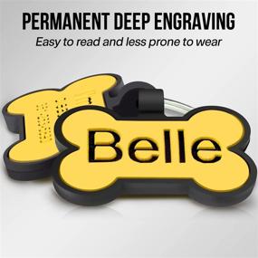 img 3 attached to Yellow Bone-Shaped Silicone Dog ID Tag With Deep Engraving And Custom Personalization For Cats And Dogs - Includes Silencer - Joytale