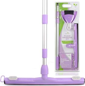 img 3 attached to 🧹 Anoda 17 inch Floor Squeegee Broom &amp; 59 inch Telescoping Handle - Bathroom Shower Squeegee Floor Cleaner with Rubber Push Broom and Dustpan Set. Including Microfiber Shower Glass Door Cleaner & Pet Hair Broom