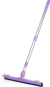 img 4 attached to 🧹 Anoda 17 inch Floor Squeegee Broom &amp; 59 inch Telescoping Handle - Bathroom Shower Squeegee Floor Cleaner with Rubber Push Broom and Dustpan Set. Including Microfiber Shower Glass Door Cleaner & Pet Hair Broom