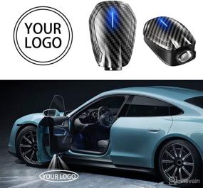 img 4 attached to 🚘 2x Custom Car Door LED Logo Projector Lights - Rechargeable Wireless Step Courtesy Welcome Lights Shadow Ghost Lights - Carbon Fiber Car Door Lights for All Cars