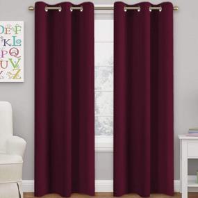 img 4 attached to Turquoize Solid Blackout Drapes, Room Darkening, Burgundy, Themal Insulated, Grommet/Eyelet Top, Nursery/Living Room Curtains Each Panel 42" W X 84" L (Set Of 2 Panels)