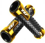 7/8" 22mm motorcycle non slip rubber handlebar grips compatible with yzf 600r r1 98-19, r3 15-19, r6 99-19, r125 08-19, r6s 06-09 and r25 14-19 (gold) logo
