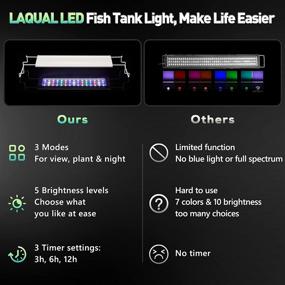 img 3 attached to 🐠 LAQUAL LED Aquarium Light (16-24in Fish Tank): Waterproof, 3 Modes, 5 Brightness & 3 Time Settings, Extendable Brackets, 11W, UL Approved