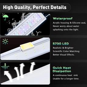 img 1 attached to 🐠 LAQUAL LED Aquarium Light (16-24in Fish Tank): Waterproof, 3 Modes, 5 Brightness & 3 Time Settings, Extendable Brackets, 11W, UL Approved
