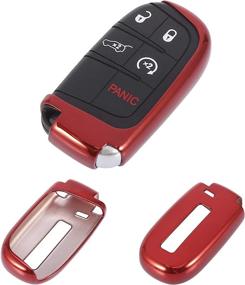 img 1 attached to X AUTOHAUX Red TPU Remote Key Cover Case Keyless Fob Shell Half Cover For Jeep Grand Cherokee Renegade