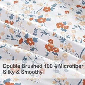 img 2 attached to Softan Floral Queen Sheet Set Orange Flower Bed Sheets Queen Printed Sheets Queen - 4 Piece Soft Microfiber Patterned Fitted Sheets Queen With 15" Deep Pocket