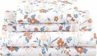 softan floral queen sheet set orange flower bed sheets queen printed sheets queen - 4 piece soft microfiber patterned fitted sheets queen with 15" deep pocket logo