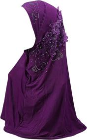 img 4 attached to Exquisite Muslim Applique Rhinestone Accessories: Women's Scarves & Wraps Collection