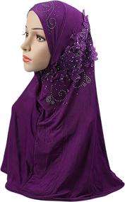 img 3 attached to Exquisite Muslim Applique Rhinestone Accessories: Women's Scarves & Wraps Collection