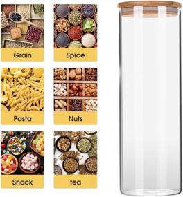 img 2 attached to 5-Piece Airtight Glass Canister Set With Bamboo Lids And Labels For Kitchen Pantry Storage - Includes 26/34/45/53/80 Oz Jars For Food Storage And Organization