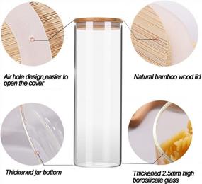 img 1 attached to 5-Piece Airtight Glass Canister Set With Bamboo Lids And Labels For Kitchen Pantry Storage - Includes 26/34/45/53/80 Oz Jars For Food Storage And Organization