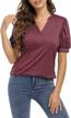 women's v-neck puff sleeve casual loose summer tunic tops blouse logo