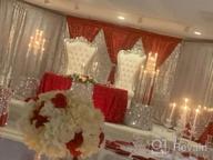 img 1 attached to Red Sequin Fabric Window Curtain Panels - 2Pcs 8FT Long Drape Set Treatment review by Angel Bright