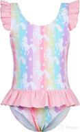 one piece swimsuits for toddler little girls - ruffled mermaid and unicorn swimwear for bathing - sizes 1-5t logo