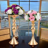 2pcs candle holder stand for centerpieces, 12.5" & 15" tall versatile flower stand metal wedding centerpieces modern decor pillar candle holder set for wedding new year table centerpiece logo