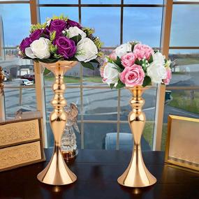 img 4 attached to 2Pcs Candle Holder Stand For Centerpieces, 12.5" & 15" Tall Versatile Flower Stand Metal Wedding Centerpieces Modern Decor Pillar Candle Holder Set For Wedding New Year Table Centerpiece
