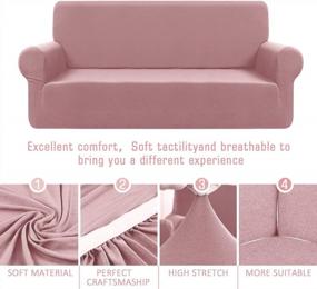 img 1 attached to TAOCOCO Couch Cover 1 Piece Stretch Sofa Slipcover Softness 3 Seater Couch Sofa Cover With 2 Pillowcases, Polyester-Spandex Fabric Furniture Sofa Protector For Living Room(Sofa 72"-92", Misty Rose)