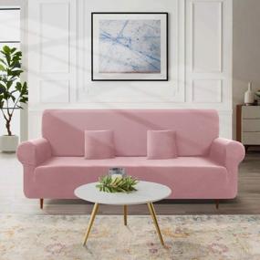 img 3 attached to TAOCOCO Couch Cover 1 Piece Stretch Sofa Slipcover Softness 3 Seater Couch Sofa Cover With 2 Pillowcases, Polyester-Spandex Fabric Furniture Sofa Protector For Living Room(Sofa 72"-92", Misty Rose)