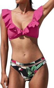 img 4 attached to CUPSHE Womens Orange Floral Closure Women's Clothing ~ Swimsuits & Cover Ups