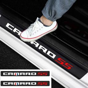 img 4 attached to 🚗 Enhance Your Camaro SS with 2 Reflective 4D Carbon Fiber Door Sill Protectors"