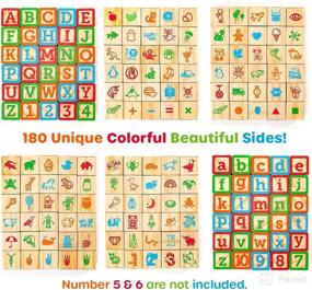 img 3 attached to 🔠 Oaktown Supply Toddler Building Blocks - 30 Large Wooden Baby Blocks with Alphabet and Number Icons, Stackable Toys with Toy Wagon, Age 1-3