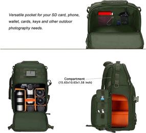 img 3 attached to Тактический рюкзак для камеры MOSISO с держателем для штатива и отделением для ноутбука - идеально подходит для DSLR / SLR / беззеркальной фотографии, совместим с дроном Canon / Nikon / Sony / DJI Mavic, в армейском зеленом цвете