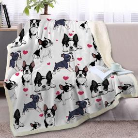 img 3 attached to BlessLiving Red Hearts Dog Cat Print Plush Blanket Cute Puppy For Kids Adults 3D Animal Print Plush Blanket Gift For Pet Lovers (Boston Terrier,Twin, 60 X 80 Inches)