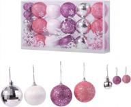 purple & pink 27ct christmas tree ornaments balls xmas decorations 2.36" and 1.17" in size. logo