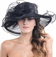 women's black organza wide brim kentucky derby hat for church, weddings & bridal showers logo