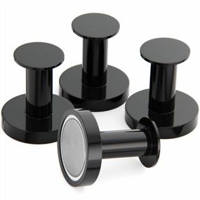 img 4 attached to Mavoro Strong Magnetic Hooks For Hanging Coats And Bags. Set Of 4 Black Magnet Hooks Heavy Duty Magnets, Neodymium 52 Rare Earth Magnets. Push Pin Style Magnet Hook For Refrigerator, Locker Etc