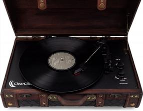 img 3 attached to Vintage Suitcase Turntable With Bluetooth & USB: ClearClick Retro Style Wooden Design