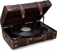 vintage suitcase turntable with bluetooth & usb: clearclick retro style wooden design логотип