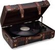 vintage suitcase turntable with bluetooth & usb: clearclick retro style wooden design logo