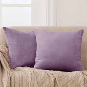 img 4 attached to 2 Pack 18X18In Deconovo Velvet Throw Pillow Covers For Home Sofa - Lilac