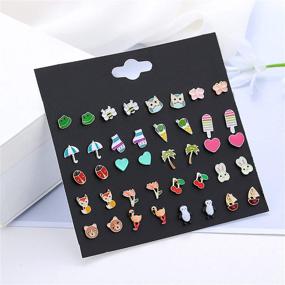 img 3 attached to 💎 Introducing NEWITIN Colorful Stainless Hypoallergenic Earrings - Stylish Jewelry for Girls