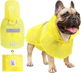 img 4 attached to 🐶 Stay Dry and Stylish with iChoue Dog Raincoat: Reflective, Adjustable Hooded Poncho Jacket for Rainy Days